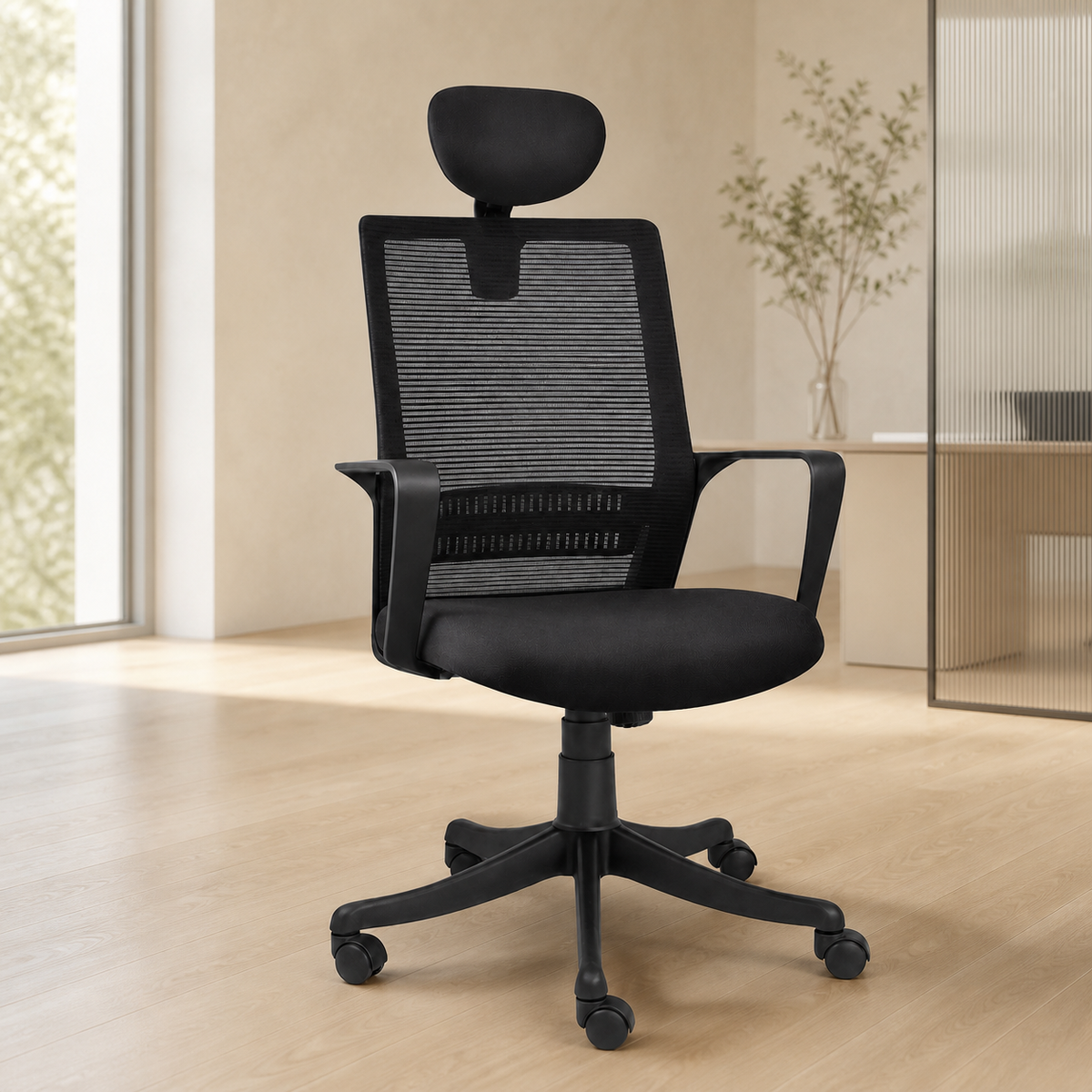 Heeman mesh chair in a bright modern workspace