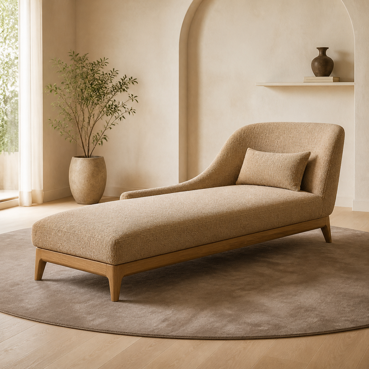 Heeman long chair in a serene contemporary reading lounge
