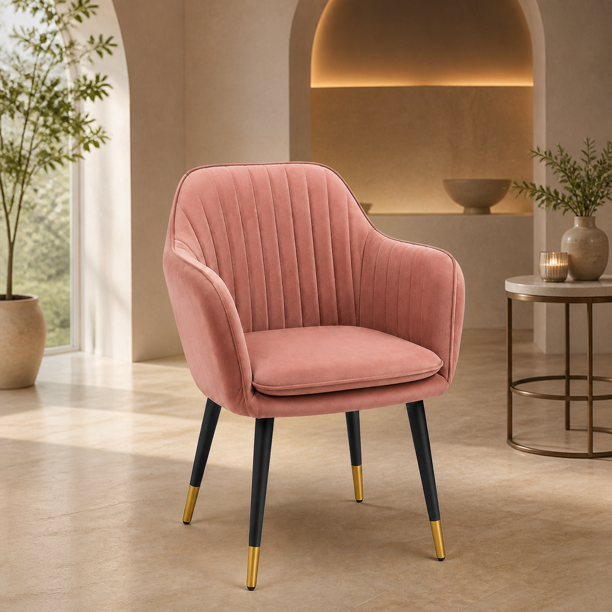 Heeman lounge chair in a refined warm interior