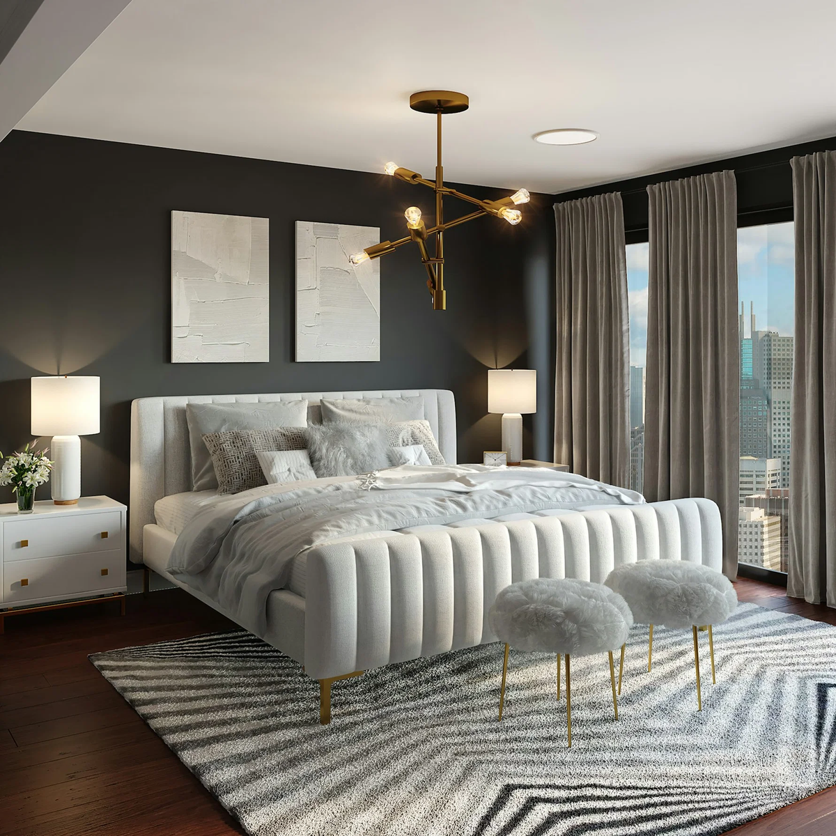 Modern furnished bedroom interior